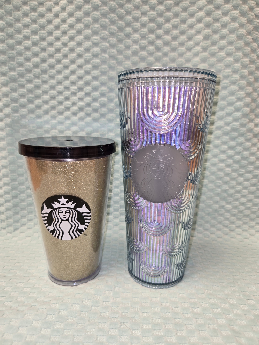 Starbucks Iridescent Tall Tumbler & Gold Glitter Cup Duo Set